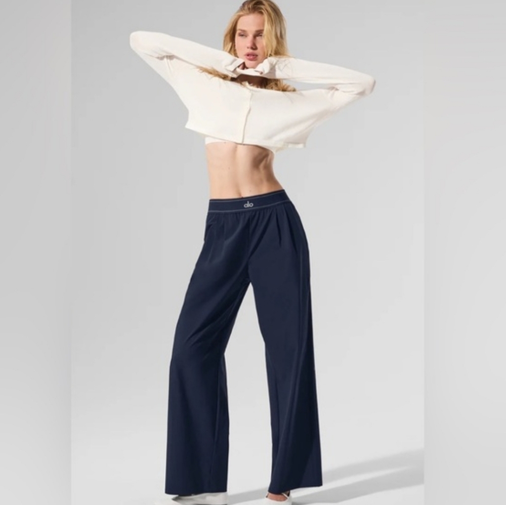 ALO Yoga Navy Wide-Leg Lounge Pants